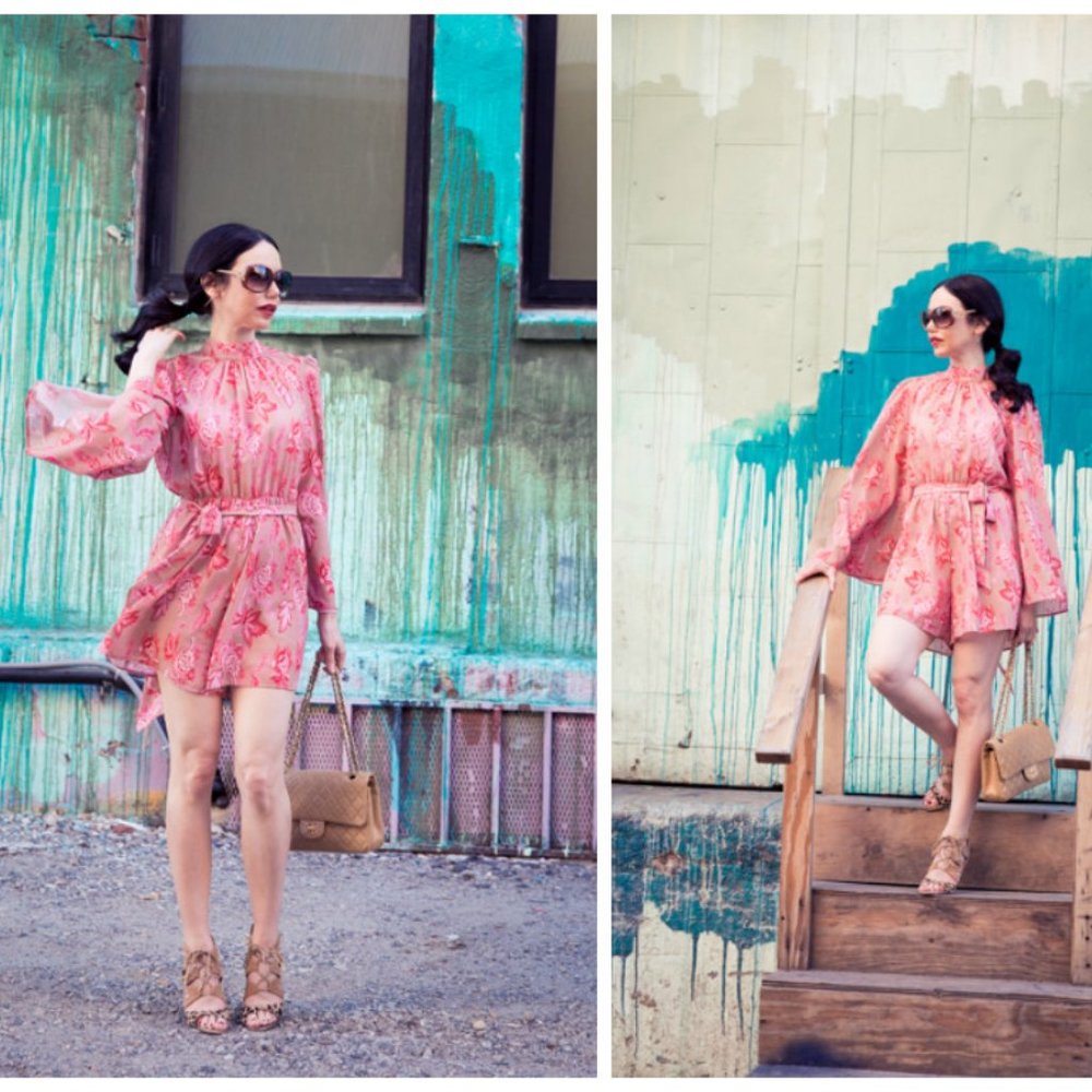 Pink Floral Romper
